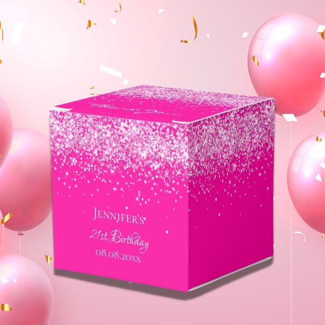 Caja Para Regalos Chica de confetti rosa caliente de cumpleaños (Subido por el creador)