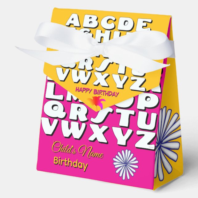 Caja Para Regalos Chica de cumpleaños de Alphabet Kid (Anverso)