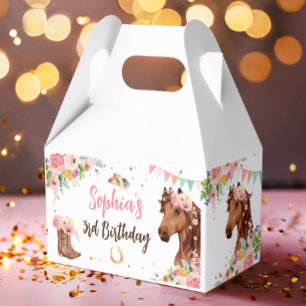 Caja Para Regalos Chica de cumpleaños de caballo Cowgirl Fiesta flor