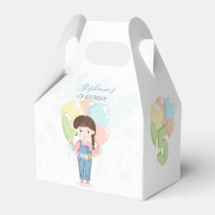 Caja Para Regalos Chica de cumpleaños en Overalls Brunette