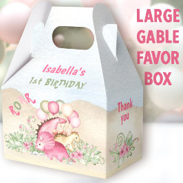 Caja Para Regalos Chica de dinosaurios Pastel Pink Green Birday Larg