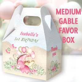 Caja Para Regalos Chica de dinosaurios Pastel Pink Green Birday Medi