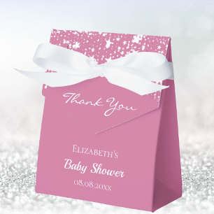 Caja Para Regalos chica de estrellas blancas rosadas de Baby Shower 