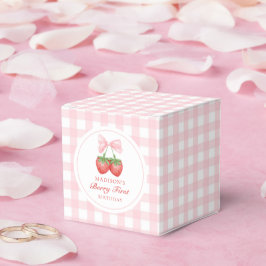 Caja Para Regalos Chica de fresa rosada Bow primer cumpleaños