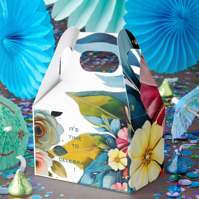 Caja Para Regalos chica de parrillada de arte floral pastel (Fiesta)