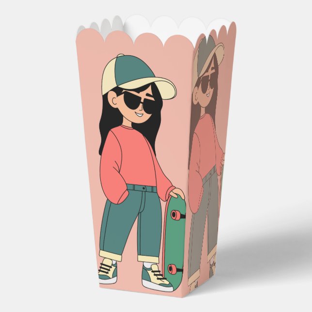 Caja Para Regalos Chica de patinaje (Pop Box) (Anverso)