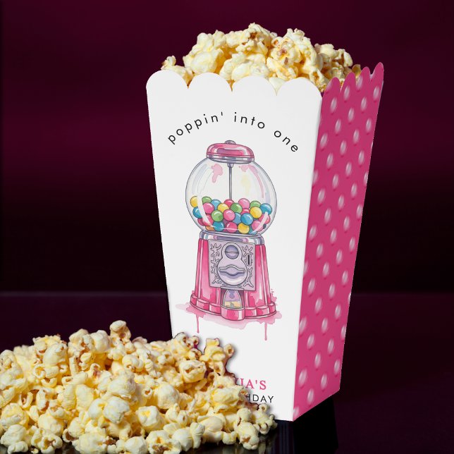 Caja Para Regalos Chica de Poppin Rosado Bubblegum Primer Fiesta de  (Bubblegum Pink Poppin' Girl 1st Birthday Party Favor Boxes
)