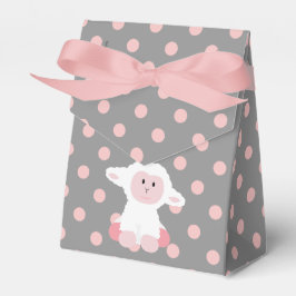 Caja Para Regalos Chica de puntos de polka rosa y cordero bebé
