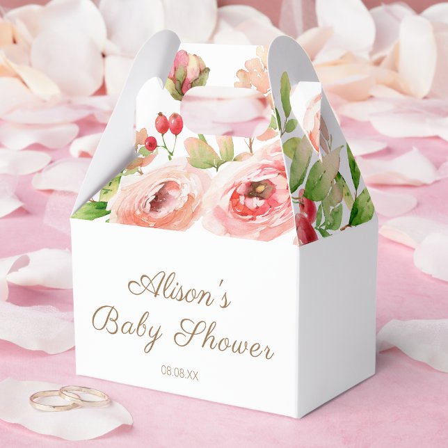 Caja Para Regalos Chica de vegetación floral rosa rosa Baby Shower (Subido por el creador)