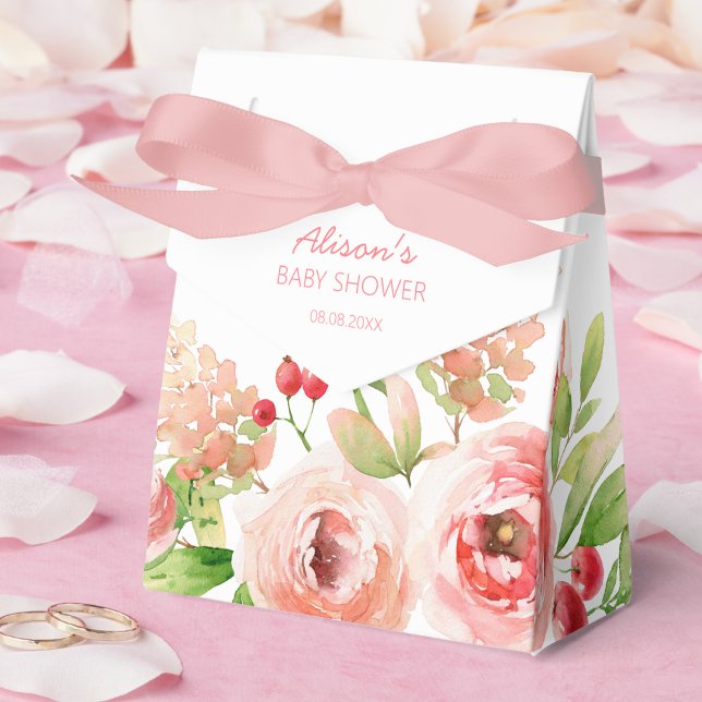 Caja Para Regalos Chica de vegetación floral rosa rosa Baby Shower (Subido por el creador)
