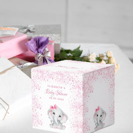 Caja Para Regalos chica del purpurina rosa del elefante de Baby Show