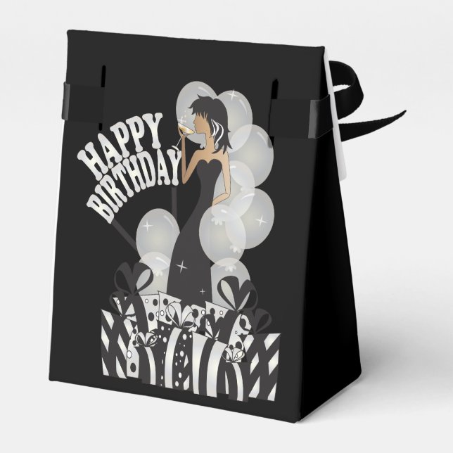 Caja Para Regalos Chica Feliz Cumpleaños Diva | Nombre DIY | Blanco (Reverso)