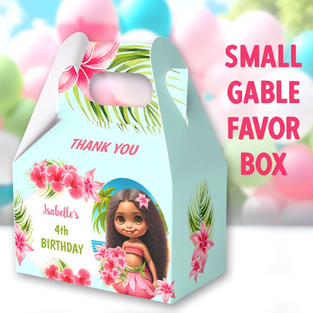 Caja Para Regalos Chica Fiesta de playa tropical de Luau Summer Birt (Luau Tropical Small Gable Favor Boxes - You can choose from 3 sizes of these gable favor boxes)