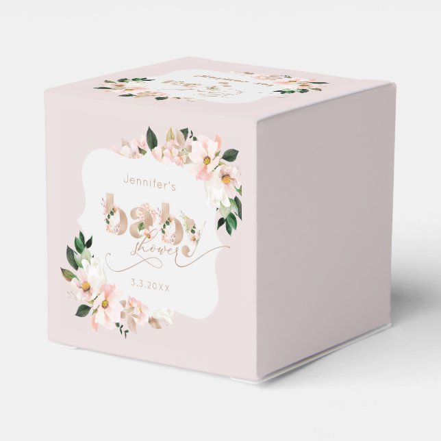 Caja Para Regalos chica floral rosa Rubor ducha de bebé (Reverso Costado)