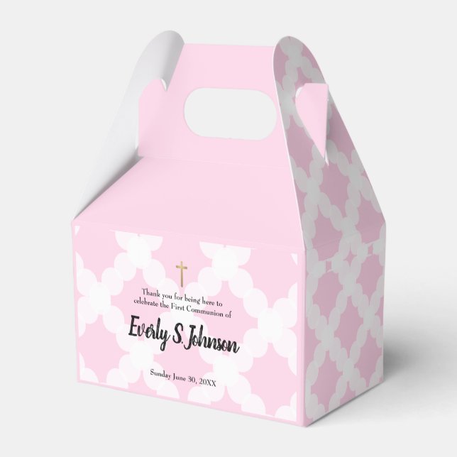 Caja Para Regalos Chica Nombre personalizado Primera comunicación ro (Reverso)