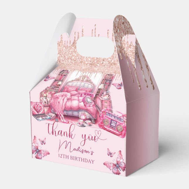 Caja Para Regalos Chica Pink Sleepover Cumpleaños Personalizado (Front Side)
