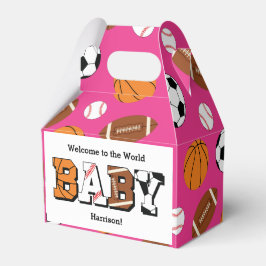 Caja Para Regalos Chica rosa de Baby Shower deportivo