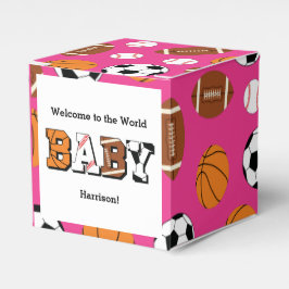Caja Para Regalos Chica rosa de Baby Shower deportivo