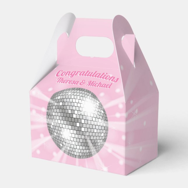 Caja Para Regalos Chica Rosa de Disco Ball Baby Shower Groovy (Front Side)