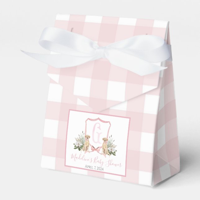 Caja Para Regalos Chica Rosa Preppy Sur Perro Baby Shower (Front Side)