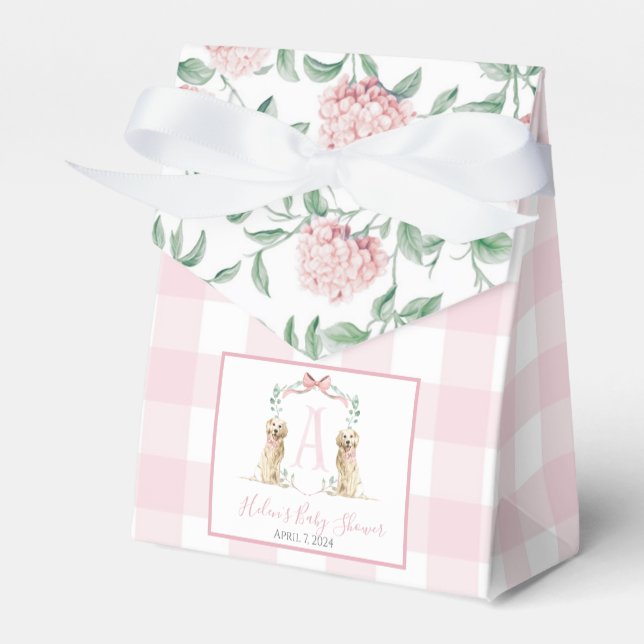 Caja Para Regalos Chica Rosa Preppy Sur Perro Baby Shower (Front Side)