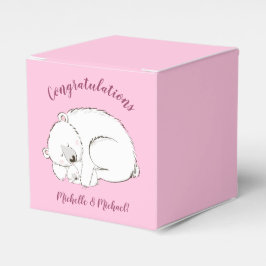 Caja Para Regalos Chica rosado de Baby Shower Oso Polar
