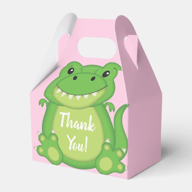 Caja Para Regalos Chica rosado de Dinosaur Baby Shower T-Rex (Front Side)