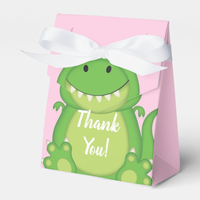 Caja Para Regalos Chica rosado de Dinosaur Baby Shower T-Rex (Front Side)