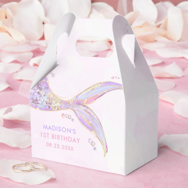 Caja Para Regalos Chica Sirena Primer Fiesta de Cumpleaños (Boda)