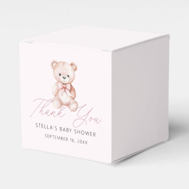 Caja Para Regalos Chica Teddy Bear Gracias Baby Shower Pink (Costado Anverso)