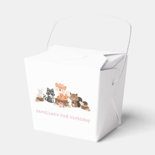Caja Para Regalos Chica Woodland Animales Pink Floral Birthday Party