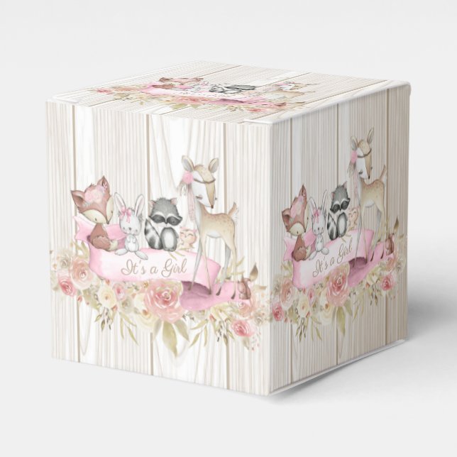 Caja Para Regalos Chica Woodland Baby Shower (Costado Anverso)