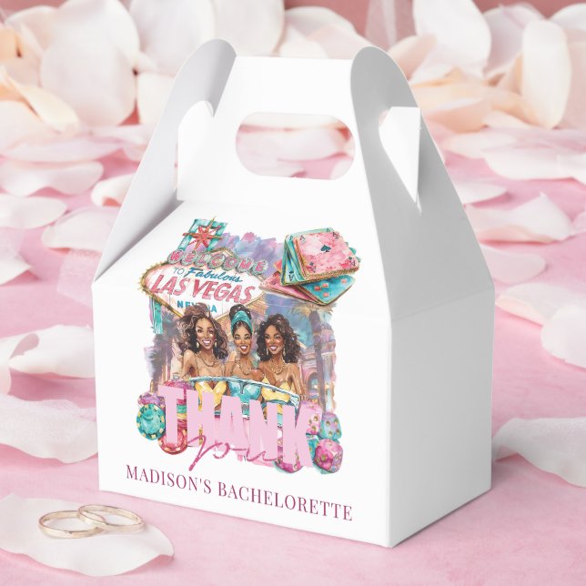 Caja Para Regalos Chicas Afro Rosado de Lujo de Bachelorette Casino (Boda)