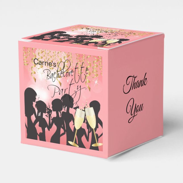 Caja Para Regalos Chicas de Bachelorette Noche fuera - Coral (Costado Anverso)