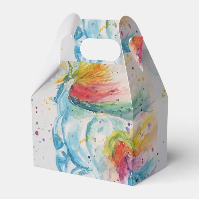 Caja Para Regalos Chicas de cumpleaños arcoiris de unicornio (Front Side)