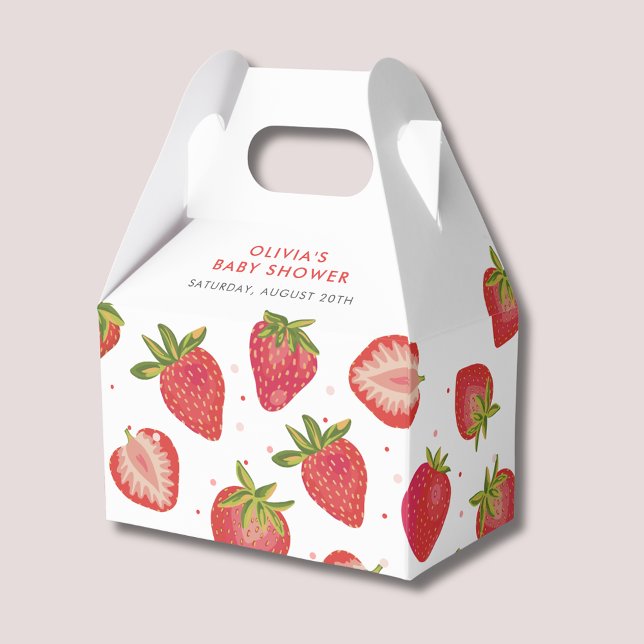Caja Para Regalos Chicas de fresa Baby Shower (Strawberry baby shower favor box)