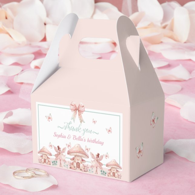 Caja Para Regalos Chicas de hadas Mushroom House Ribbon Twins Cumple (Boda)
