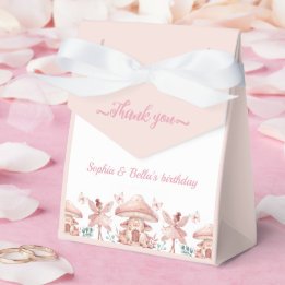 Caja Para Regalos Chicas de hadas Mushroom House Ribbon Twins Cumple