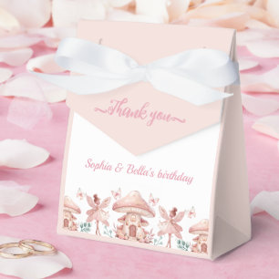 Caja Para Regalos Chicas de hadas Mushroom House Ribbon Twins Cumple