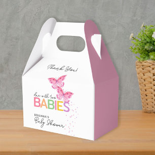 Caja Para Regalos Chicas de mariposas rosas gemelas Baby Shower Grac