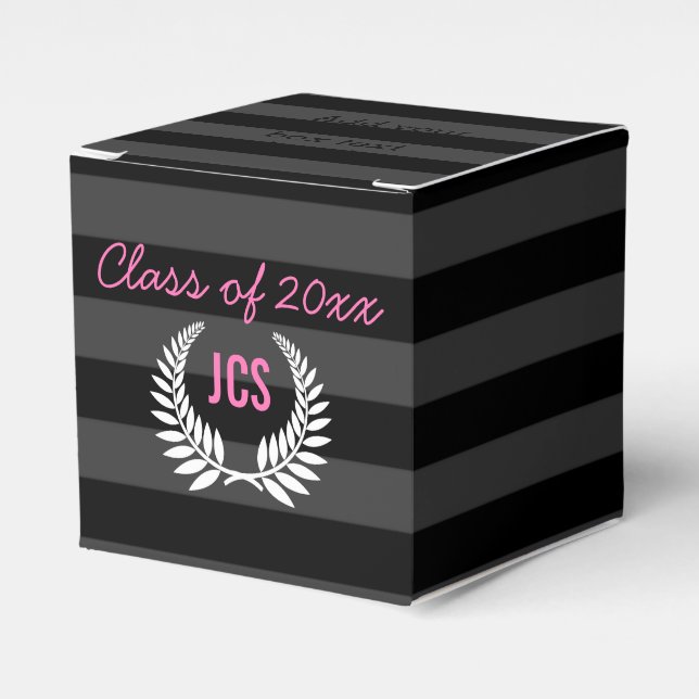 Caja Para Regalos Chicas personalizados Partido de Graduación Monogr (Costado Anverso)
