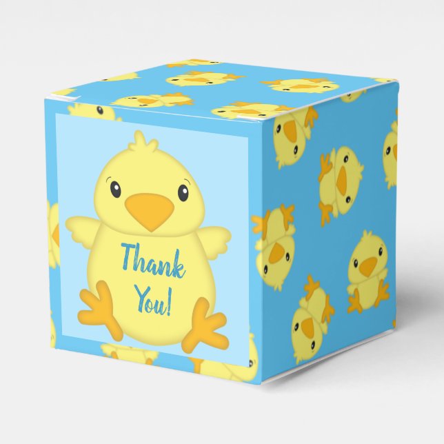 Caja Para Regalos Chick Baby Shower Blue (Costado Anverso)