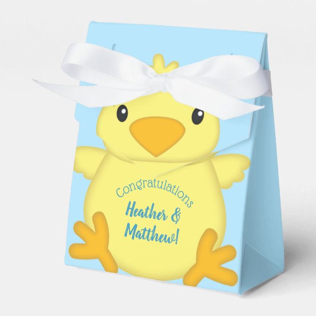 Caja Para Regalos Chick Baby Shower Blue (Front Side)