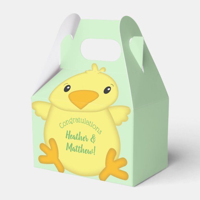 Caja Para Regalos Chick Baby Shower Green (Front Side)