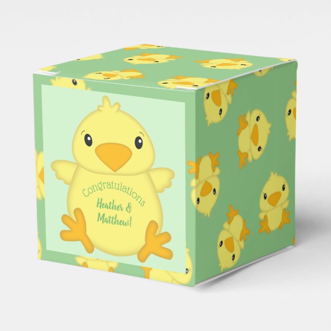Caja Para Regalos Chick Baby Shower Green (Costado Anverso)