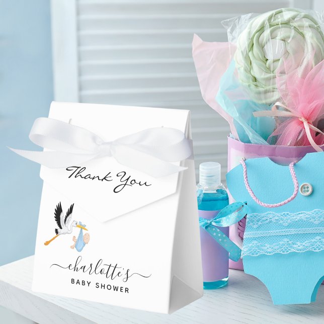 Caja Para Regalos Chico azul lindo cigüeña animal bebé ducha (Subido por el creador)