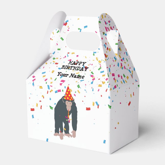 Caja Para Regalos Chimpancé de monos está de fiesta con animales que (Front Side)