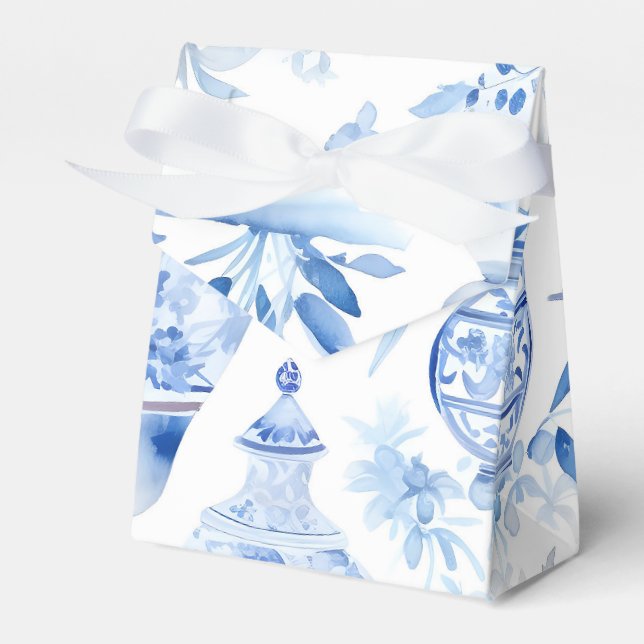 Caja Para Regalos Chinoiserie Blue Favor Box (Front Side)