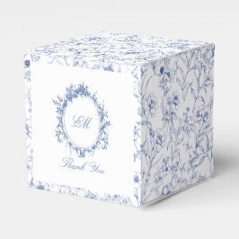 Caja Para Regalos Chinoiserie Blue Toile Floral Escudo Boda