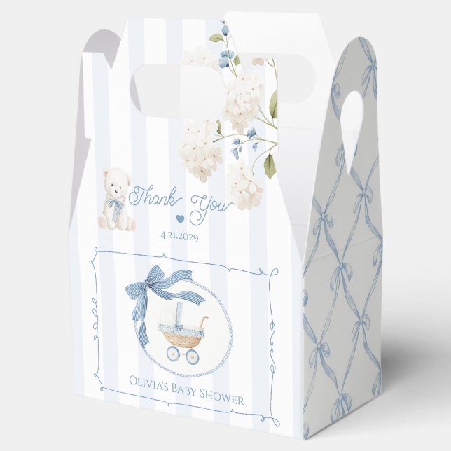 Caja Para Regalos Chinoiserie Coquette carriage Blue Baby Shower (Abierto)